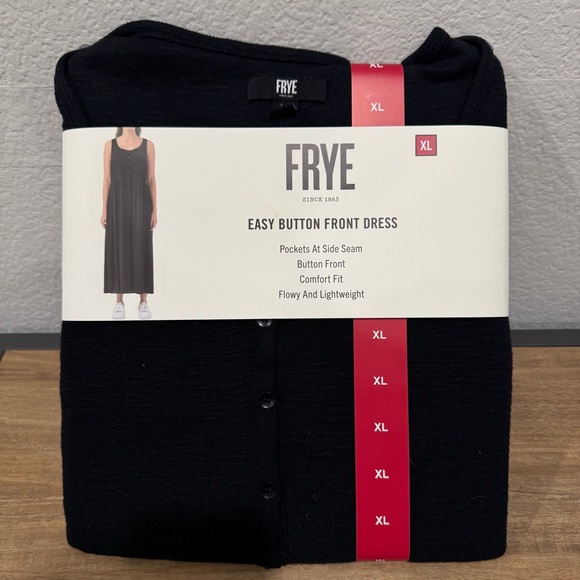Frye Sleeveless Midi Dress XL Black Button‎ Front Lightweight Flowy Breathabable - Picture 1 of 5